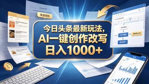 今日头条最新玩法，AI 一键创作改写，简单易上手，轻松日入 1000 +-聊项目