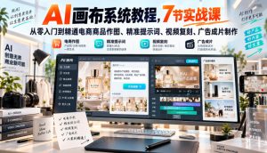 AI画布系统教程，7节实战课从零入门到精通电商商品作图、精准提示词、视频复刻、广告成片制作-聊项目