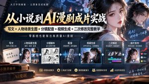 从小说到AI漫剧成片实战：写文+人物场景生图+分镜配音+视频生成+二次修改完整教学-聊项目
