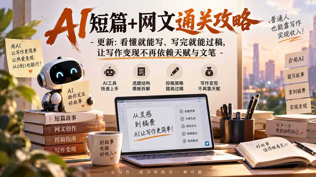 AI短篇+网文通关攻略-更新0921：看懂就能写、写完就能过稿，让写作变现不再依赖天赋与文笔-聊项目