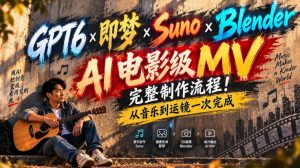 GPT6×即梦×Suno×Blender｜AI电影级MV完整制作流程！从音乐到运镜一次完成！-聊项目
