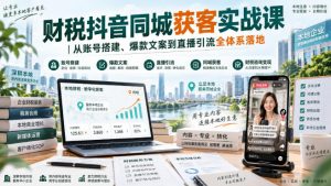 财税抖音同城获客实战课｜从账号搭建、爆款文案到直播引流全体系落地-聊项目