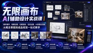 无限画布AI辅助设计实战课|画布操作、线稿出图、白模渲染、毛坯出图、AI改图全流程,从概念草图到成品视觉一站式教学(更新0923)-聊项目