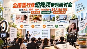 短视频专题研讨会,深耕美业、餐饮、房产、知识付费等34大细分赛道,拆解各行业流量规则、内容逻辑与变现核心玩法-聊项目