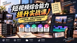 短视频综合能力提升实战课:从剪辑节奏、选题文案到素材创作与账号流量运营一站掌握-聊项目