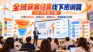 全域获客经营线下密训营(8-9月线下课),打通全域引流、私域留存、高效转化、数据复盘全流程-聊项目