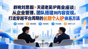 群响刘思毅×天诺老吴IP商业座谈:从企业管理、团队搭建到内容变现,打造穿越平台周期的长期个人IP体系方法-聊项目