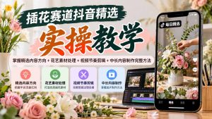 插花赛道抖音精选实操教学:掌握精选内容方向+花艺素材处理+视频节奏剪辑+中长内容制作完整方法-聊项目