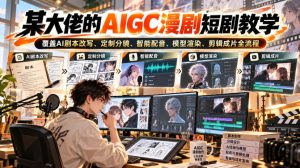 某大佬的AIGC漫剧短剧教学,覆盖AI剧本改写、定制分镜、智能配音、模型渲染、剪辑成片全流程-聊项目