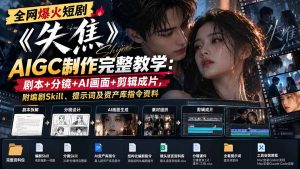 全网爆火短剧《失焦》AIGC制作完整教学:剧本+分镜+AI画面+剪辑成片,附编剧Skill、提示词及资产库指令资料-聊项目