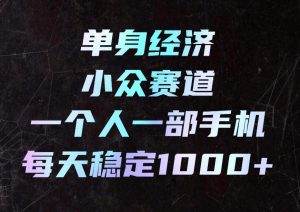 单身经济小众赛道，一个人一部手机，每天稳定1000+，利用下班碎片时间即可【揭秘】-聊项目