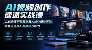 AI视频创作速通实战课|从优秀案例拆解到五大核心模块落地,零基础速成AI视频创作能力-聊项目