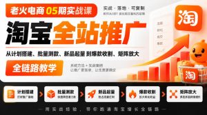 老火电商05期实战课|淘宝全站推广从计划搭建、批量测款、新品起量到爆款收割、矩阵放大全链路教学-聊项目