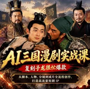 抖音14W粉博主同款AI三国漫剧实战课,复刻子龙很忙爆款,从脚本、人物、分镜到成片全流程创作,打造高流量短剧IP-聊项目