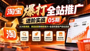 淘宝爆打全站推广进阶实战05期:从30款测款、新品起量到爆款放大+全店托管投产优化实战-聊项目