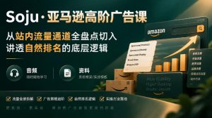 亚马逊高阶广告课,从站内流量通道全盘点切入,讲透自然排名的底层逻辑(直播+音频+资料)-聊项目