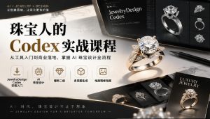 珠宝人的Codex实战课程|JewelryDesign Codex安装入门、AI珠宝设计、爆款二创、多视图生成、电商精修海报全链路教学-聊项目