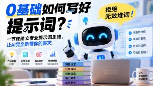 0基础如何写好提示词,拒绝无效堆词!一节课建立专业提示词思维,让AI完全听懂你的需求-聊项目
