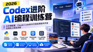 Codex进阶AI编程训练营:从环境配置、Claude Code命令行到实用软件开发与网站上线全流程-聊项目