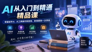 AI从入门到精通精品课,零基础学AI,从工具操作到变现、职场提效一次学完-聊项目