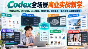 Codex全场景商业实战教学,掌握知识库、Skill开发、CAD任务、网站开发、视频生成、电商运营与直播管理等(更新1010)-聊项目