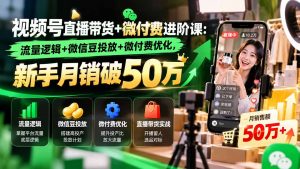 视频号直播带货+微付费进阶课-更新1010:流量逻辑+微信豆投放+微付费优化,新手月销破50万-聊项目
