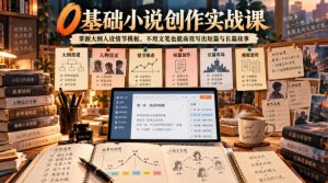0基础小说创作实战课|掌握大纲人设情节模板,不用文笔也能高效写出短篇与长篇故事-聊项目
