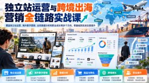 独立站运营与跨境出海营销全链路实战课,覆盖独立站运营、海外数字营销、业务数据分析和职业成长等多个方向,零基础到实战全面提升-聊项目