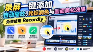 录屏一键添加自动缩放、光标润色与画面美化效果,免费使用Recordly-聊项目