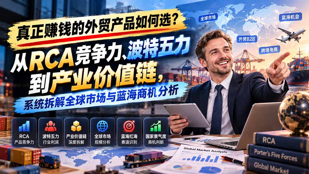 真正赚钱的外贸B2B产品如何选？从RCA竞争力、波特五力到产业价值链，系统拆解全球市场与蓝海商机分析-聊项目