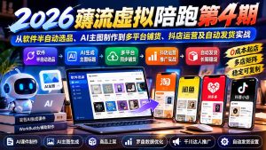 2026薅流虚拟陪跑第4期:从软件半自动选品、AI主图制作到多平台铺货、抖店运营及自动发货实战-聊项目