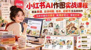 小红书AI作图实战课程,覆盖条漫、古诗词图、绘本、启蒙书全品类创作,手把手教你找赛道、做爆款笔记、落地变现(更新1017)-聊项目