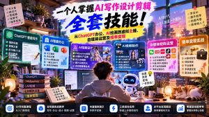 一个人掌握AI写作设计剪辑全套技能:从ChatGPT办公、AI绘画到虚拟主播、自媒体运营及接单变现-聊项目