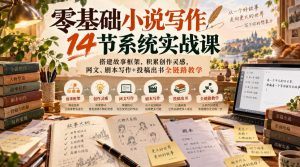 零基础小说写作14节系统实战课,搭建故事框架,积累创作灵感,网文、剧本写作+投稿出书全链路教学-聊项目
