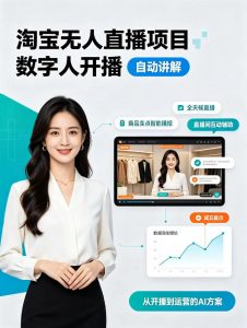 淘宝无人直播项目|数字人直播带货AI解决方案,24小时无人值守开播,数字人自动讲解商品卖点,轻松赚取佣金【揭秘】-聊项目