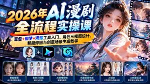 2026年AI漫剧全流程实操课：豆包+即梦+海螺工具入门、角色三视图设计、智能修图与创意场景生成教学-聊项目
