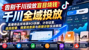 告别千川投放盲目烧钱：直播商品双场景ROI拆解、计划设置、追投起量、搜索抢首屏与数据诊断实战教程-聊项目
