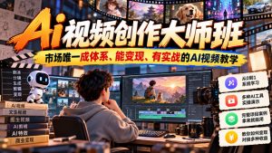 Ai视频创作大师班，市场唯一成体系、能变现、有实战的AI视频教学(更新2026)-聊项目