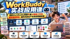 WorkBuddy实战应用课，借助WorkBuddy搭建专属AI智能工作流，解放重复劳动，提升内容生产与项目搭建效率-聊项目