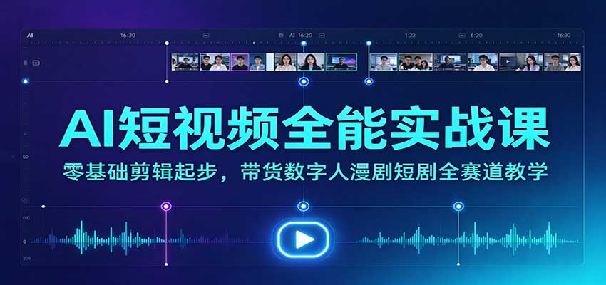 AI短视频全能实战课:零基础剪辑起步,带货数字人漫剧短剧全赛道教学-聊项目