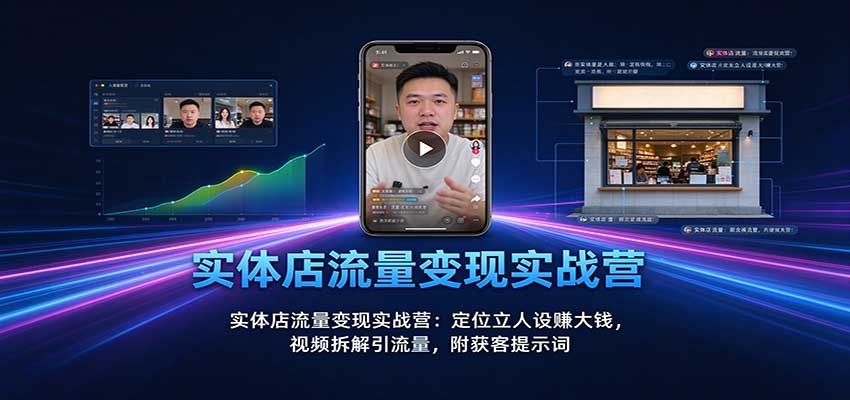 实体店流量变现实战营:定位立人设赚大钱,视频拆解引流量,附获客提示词-聊项目