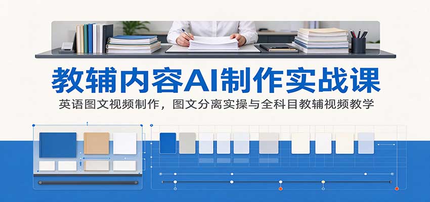 AI制作教辅内容实战课:英语图文视频制作,图文分离实操与全科目教辅视频教学-聊项目