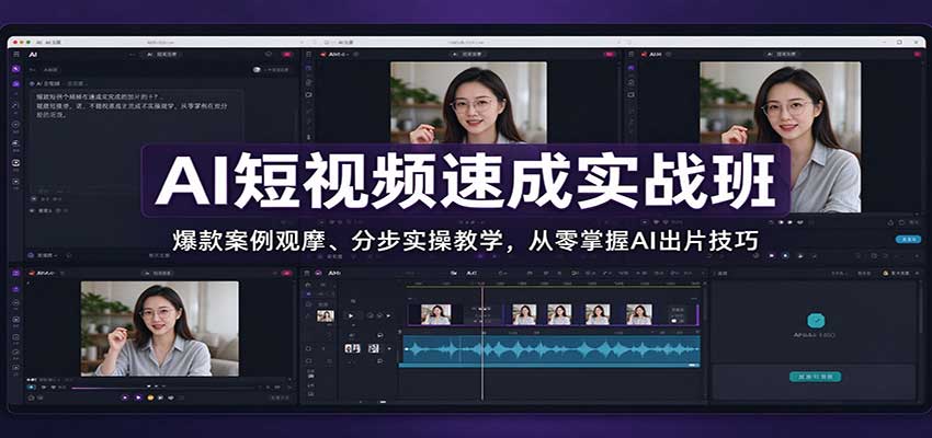AI短视频速成实战班:爆款案例观摩、分步实操教学,从零掌握AI出片技巧-聊项目