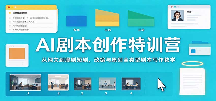 AI剧本创作特训营:从网文到漫剧短剧,改编与原创全类型剧本写作教学-聊项目
