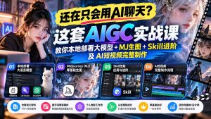 【无水印】还在只会用AI聊天?这套AIGC实战课教你本地部署大模型+MJ生图+Skill进阶及AI短视频完整制作-聊项目