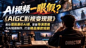 【无水印】AI视频一眼假？《AIGC影视变现营》教你摆脱廉价AI感，掌握导演思维与AI短剧制作，打造精品爆款短剧-聊项目