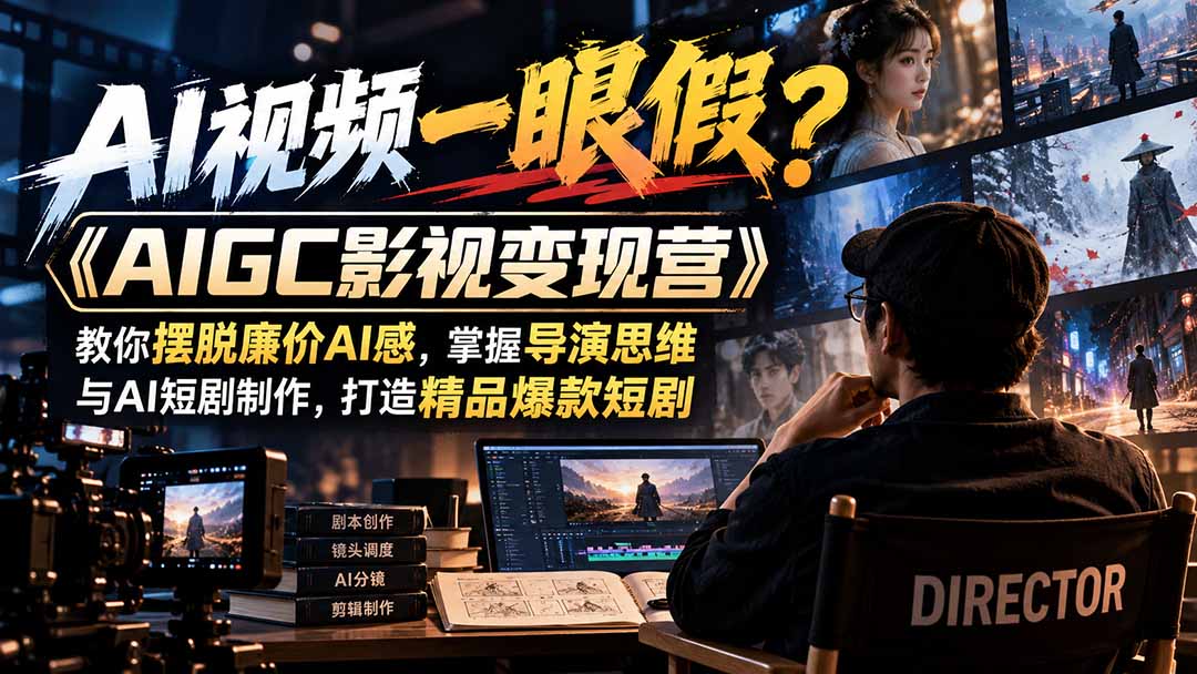 【无水印】AI视频一眼假？《AIGC影视变现营》教你摆脱廉价AI感，掌握导演思维与AI短剧制作，打造精品爆款短剧-聊项目