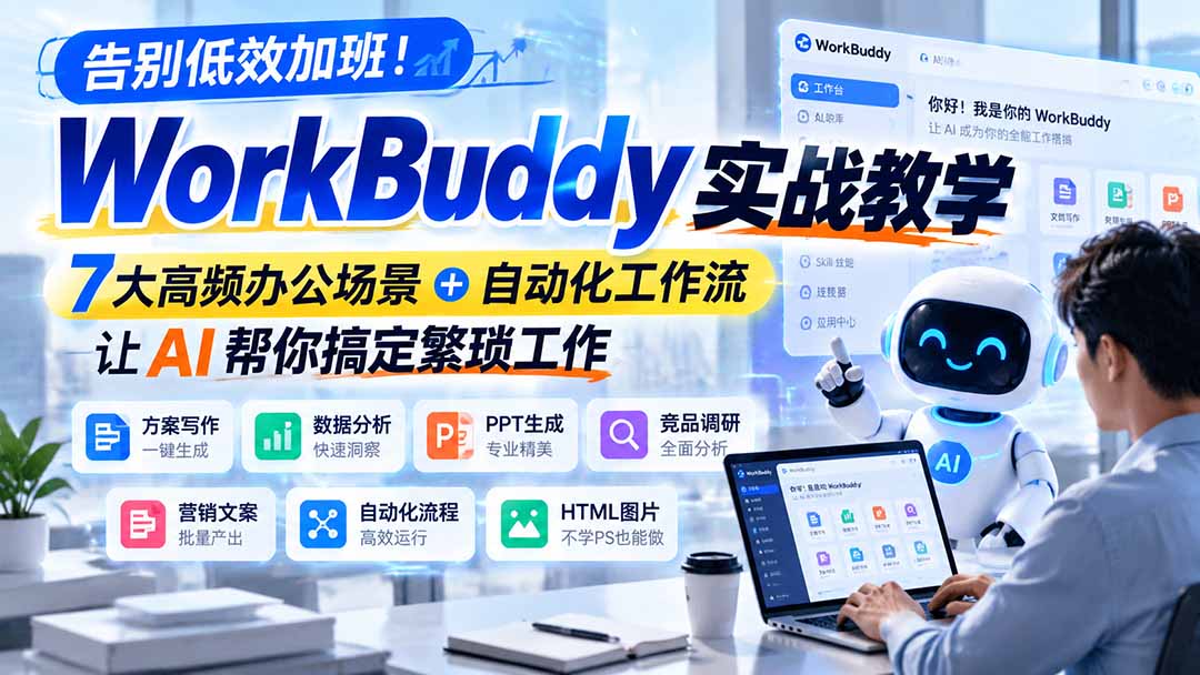 告别低效加班！WorkBuddy实战教学，7大高频办公场景＋自动化工作流，让AI帮你搞定繁琐工作-聊项目