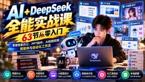 AI+DeepSeek全能实战课:63节从零入门,掌握智能办公、PPT制作、AI绘图视频、智能体与自动化工作流-聊项目
