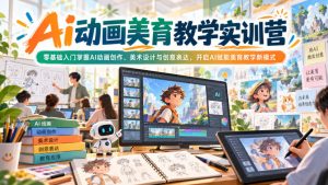 Ai动画美育教学实训营,零基础入门掌握AI动画创作、美术设计与创意表达,开启AI赋能美育教学新模式-聊项目